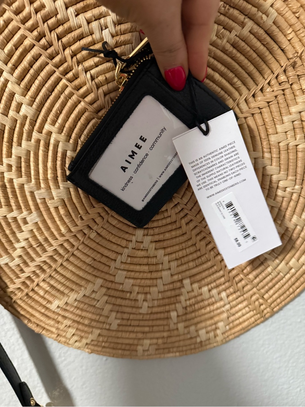 NWT- Aime Leon Dore Black Leather Card Case with Zip Pocket